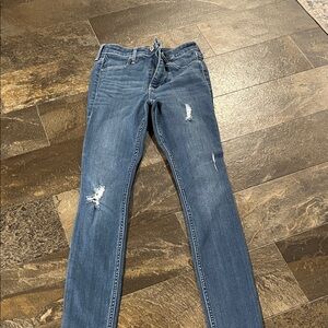 Hollister Women's Distressed Skinny Jeans - Blue